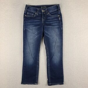 Silver Jeans Womens 25x22.5‎ Blue Suki Mid Capri Dark Wash Denim